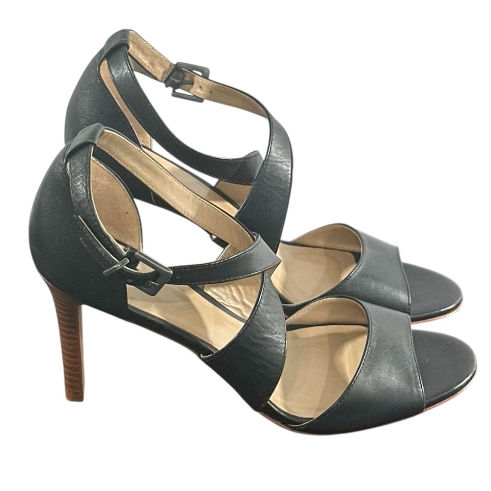 Johnston & Murphy 9 Nikki Cross-Strap Leather Heel Formal Black Strappy - Picture 4 of 8